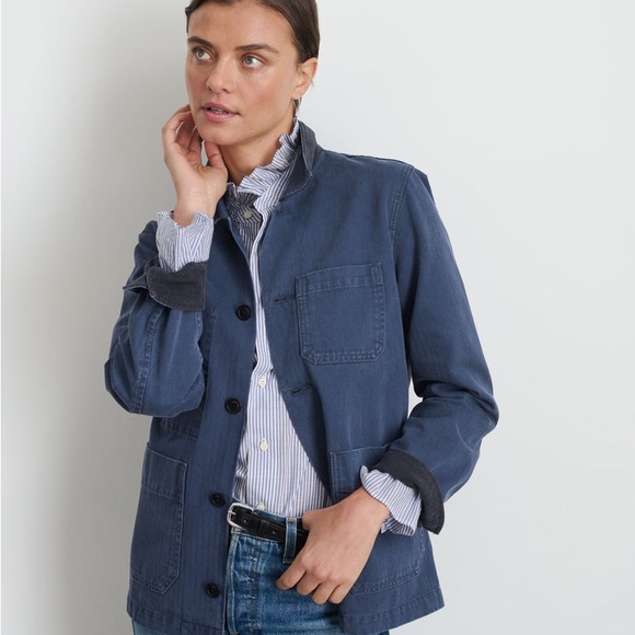 Alex Mill Britt recycled denim jacket in red, XS - Picture 3 of 7